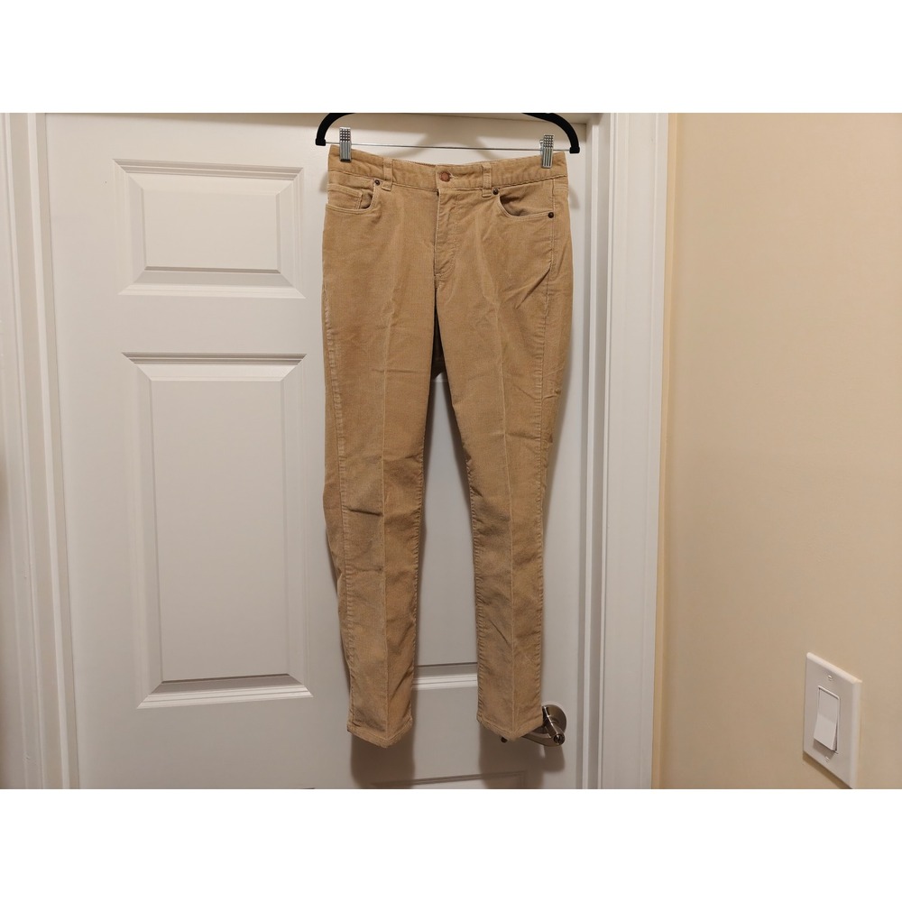 LL Bean Favorite Fit Corduroy Pants Womens 4 Petite Tan Khaki Slim Leg 500968